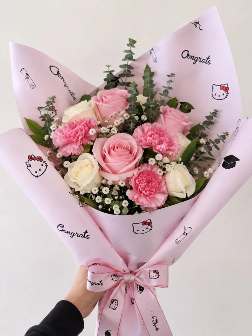 Hello Kitty Premium Graduation Bouquet Wrap Paper 20 Sheets 22x22 Waterproof